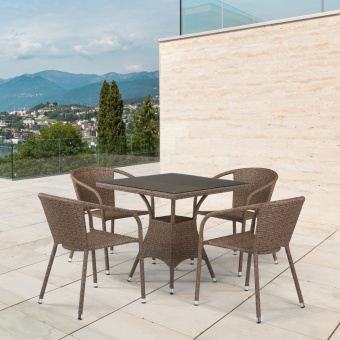 Комплект мебели из иск. ротанга, T197BT/Y137C-W56  4PCS Light Brown 4Pcs